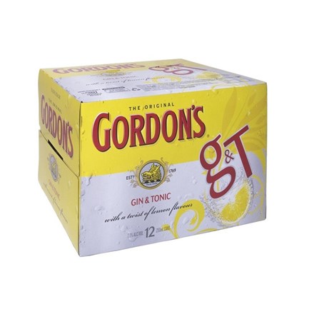 GORDON'S 12PK CANS 250ML GORDON 12 PK CANS 250 ML